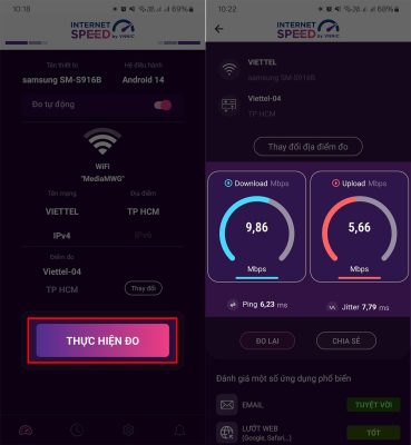 kiểm tra tốc độ mạng VNPT bằng Speedtest